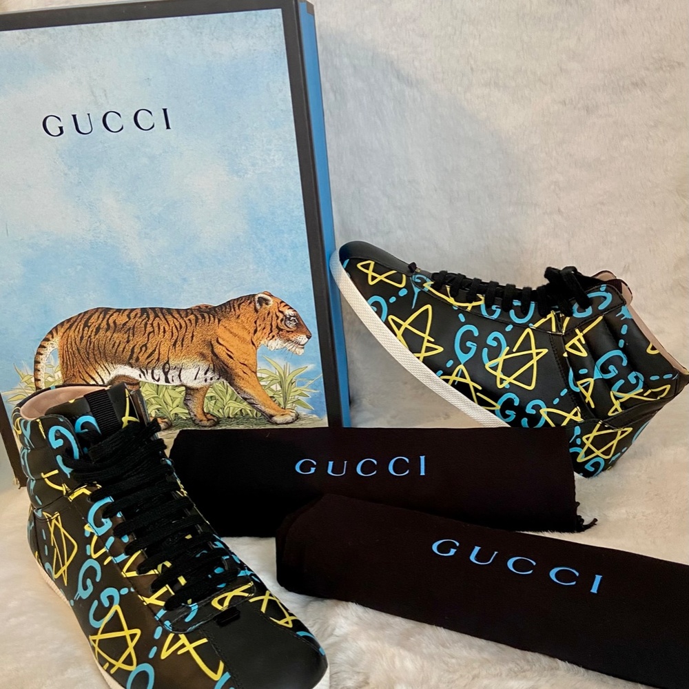Gucci Ghost Leather Hi-top Sneakers - Picture 3 of 7